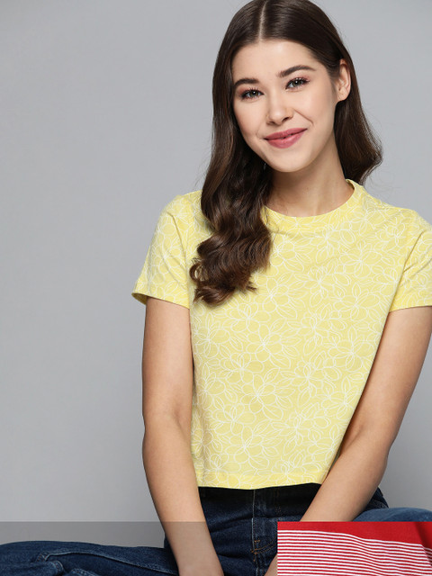 Mast & Harbour Women Pack of 2 Printed Pure Cotton Tshirts, Yellow 
Mast & Harbour Women Pack of 2 Printed Pure Cotton Tshirts, Yellow