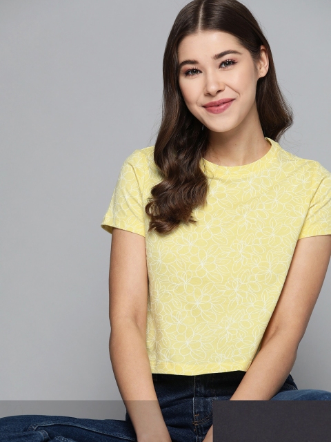 Mast & Harbour Women Pack of 2 Cotton T-shirts, Yellow