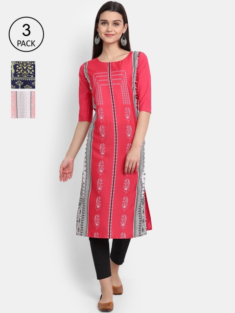 Ethnic basket Women Pack Of 3 Multicoloured Ethnic Motifs Printed Crepe Kurta, Multi
Ethnic basket Women Pack Of 3 Multicoloured Ethnic Motifs Printed Crepe Kurta, Multi
