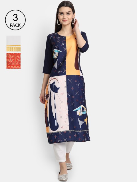 Ethnic basket Women Pack Of 3 Multicoloured Ethnic Motifs Printed Crepe Kurta, Multi
Ethnic basket Women Pack Of 3 Multicoloured Ethnic Motifs Printed Crepe Kurta, Multi
