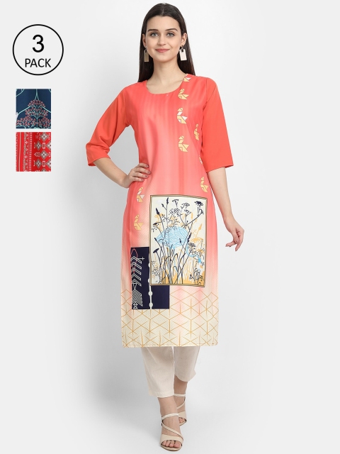 Ethnic basket Women Pack of 3 Multicoloured Ethnic Motifs Printed Crepe Kurta, Multi
Ethnic basket Women Pack of 3 Multicoloured Ethnic Motifs Printed Crepe Kurta, Multi