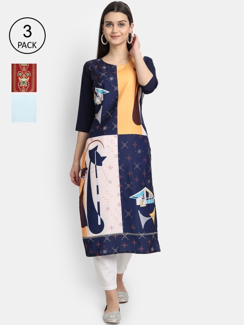 Ethnic basket Women Pack Of 3 Multicoloured Ethnic Motifs Printed Crepe Kurta, Multi
Ethnic basket Women Pack Of 3 Multicoloured Ethnic Motifs Printed Crepe Kurta, Multi