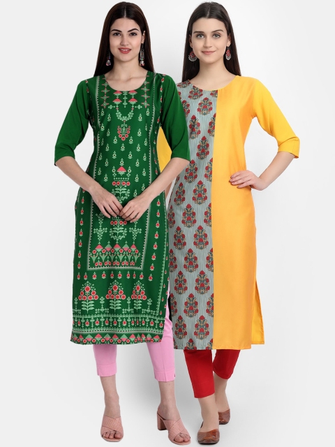 Ethnic basket Women Pack of 2 Green & Yellow Ethnic Motifs Printed Crepe Kurtas
Ethnic basket Women Pack of 2 Green & Yellow Ethnic Motifs Printed Crepe Kurtas