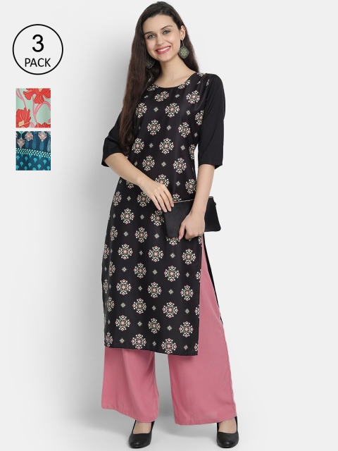 Ethnic basket Women Pack of 3 Multicoloured Ethnic Motifs Printed Crepe Kurta, Multi
Ethnic basket Women Pack of 3 Multicoloured Ethnic Motifs Printed Crepe Kurta, Multi