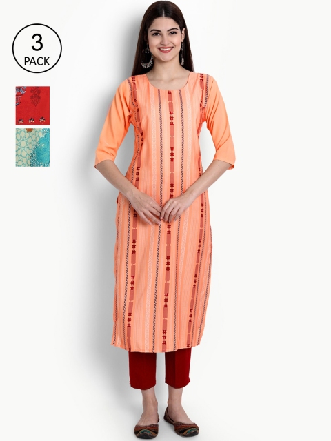 Ethnic basket Women Pack of 3 Multicoloured Ethnic Motifs Printed Crepe Kurta, Multi
Ethnic basket Women Pack of 3 Multicoloured Ethnic Motifs Printed Crepe Kurta, Multi