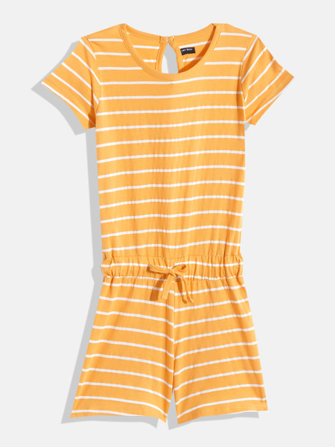 GAME BEGINS Girls Mustard Yellow & White Striped Cotton Playsuit
GAME BEGINS Girls Mustard Yellow & White Striped Cotton Playsuit