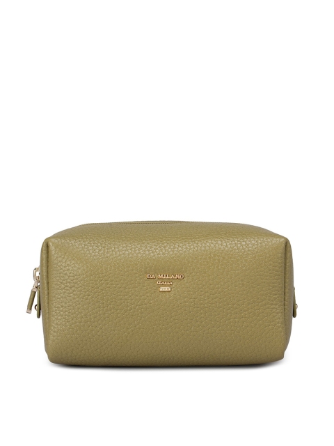 Da Milano Unisex Green Leather Travel Pouch