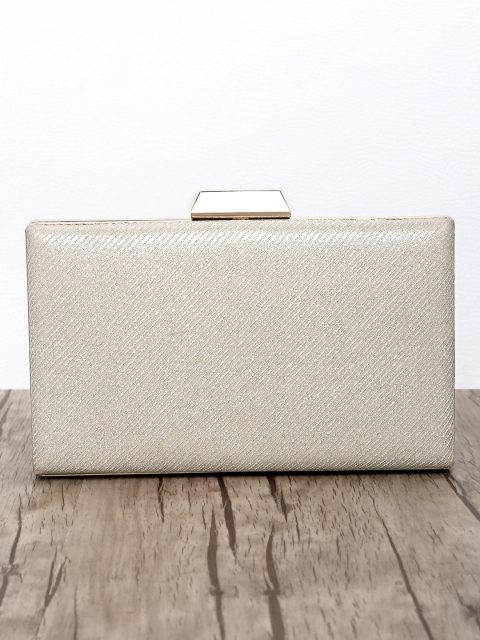 Peora Silver-Toned Striped Box Clutch