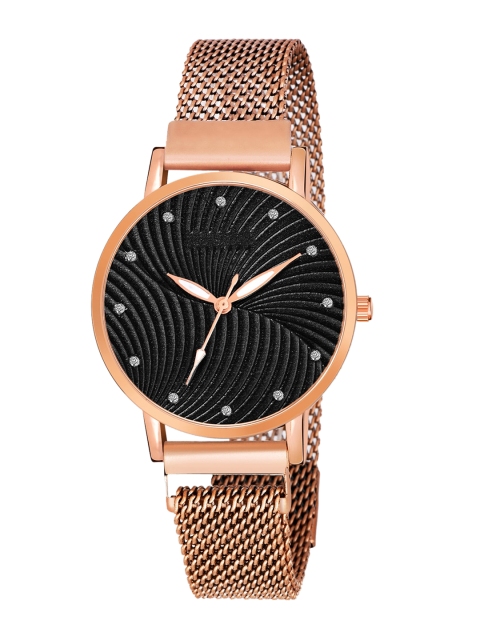 Rage Enterprise Women Black Brass Dial & Rose Gold Toned Stainless Steel Bracelet Style Straps Analogue Watch
Rage Enterprise Women Black Brass Dial & Rose Gold Toned Stainless Steel Bracelet Style Straps Analogue Watch