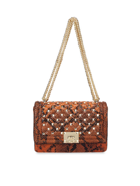 Da Milano Orange Animal Textured Leather Structured Shoulder Bag
Da Milano Orange Animal Textured Leather Structured Shoulder Bag