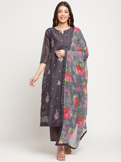 Rajnandini Women Grey Floral Printed Chanderi Cotton Kurti with Trousers & With Dupatta
Rajnandini Women Grey Floral Printed Chanderi Cotton Kurti with Trousers & With Dupatta