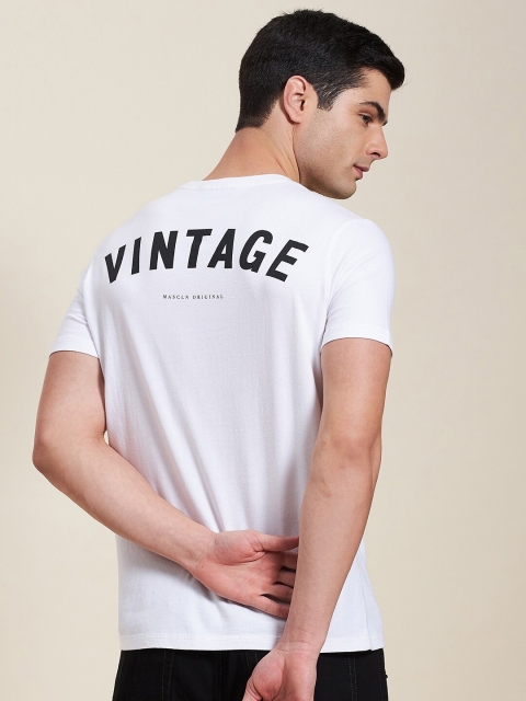 MASCLN SASSAFRAS Men White Typography Printed Pure Cotton Regular Fit T-shirt