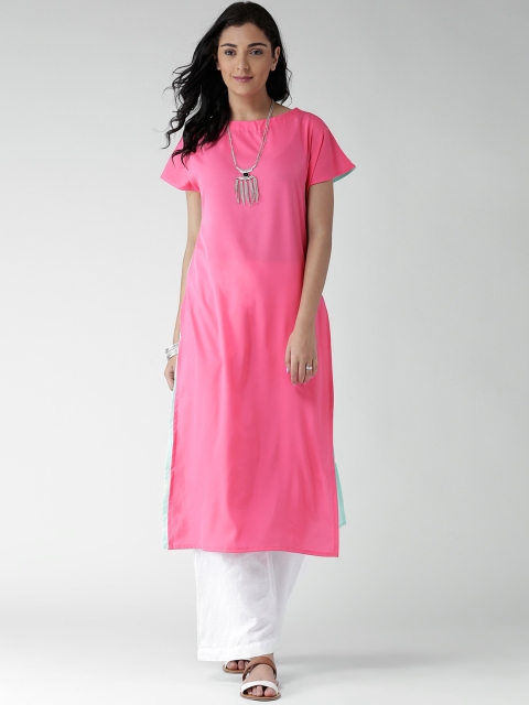 GERUA Women Pink Solid Straight Kurta