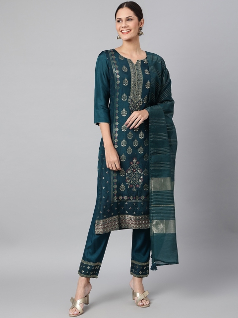 Os Women Teal Ethnic Motifs Embroidered Empire Pure Silk Kurta with Trousers & With Dupatta
Os Women Teal Ethnic Motifs Embroidered Empire Pure Silk Kurta with Trousers & With Dupatta
