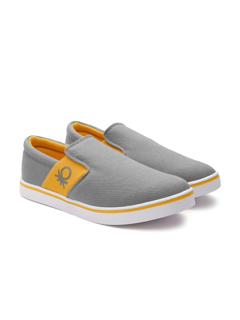 United Colors of Benetton Men Grey Slip-On Sneakers