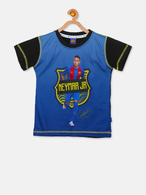 Barcelona Boys Blue Printed T-shirt