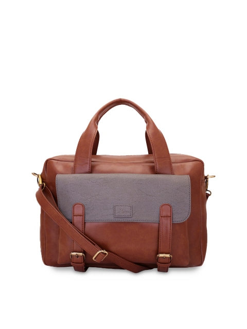 yelloe Men Tan Brown Laptop Bag