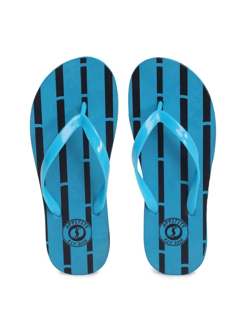 APPITITE Women Blue & Black Printed Rubber Thong Flip-Flops