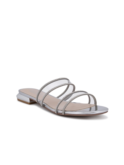 ROSSO BRUNELLO Women Silver-Toned Open Toe Flats