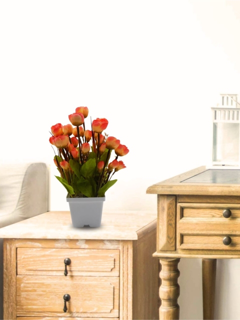 MARKET99 Orange Artificial Roses With Pot