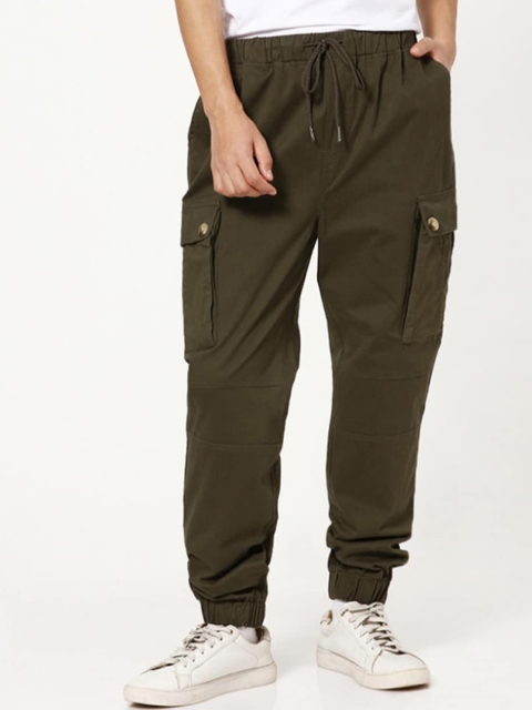 Bewakoof Men Green Slim Fit Joggers Trousers