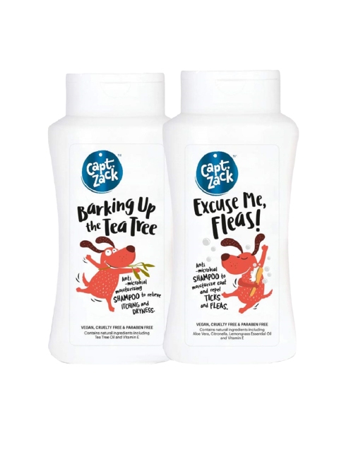 Captain Zack Barking Up The Tea Tree Shampoo & Excuse Me Fleas Dog Shampoo- 200 ML Each, White
Captain Zack Barking Up The Tea Tree Shampoo & Excuse Me Fleas Dog Shampoo- 200 ML Each, White