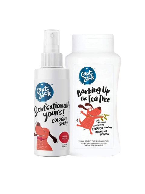 Captain Zack Barking Up The Tea Tree Shampoo + Scentsationally Yours Dog Cologne, White
Captain Zack Barking Up The Tea Tree Shampoo + Scentsationally Yours Dog Cologne, White