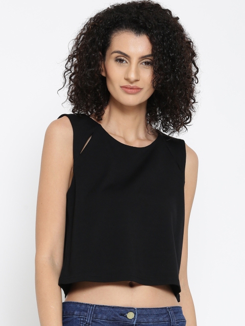 United Colors of Benetton Women Black Crop Top