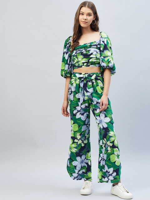 DELAN Women Green Floral Printed Co-Ord Set