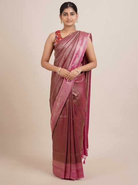 Pothys Purple & Pink Ethnic Motifs Zari Jute Silk Saree