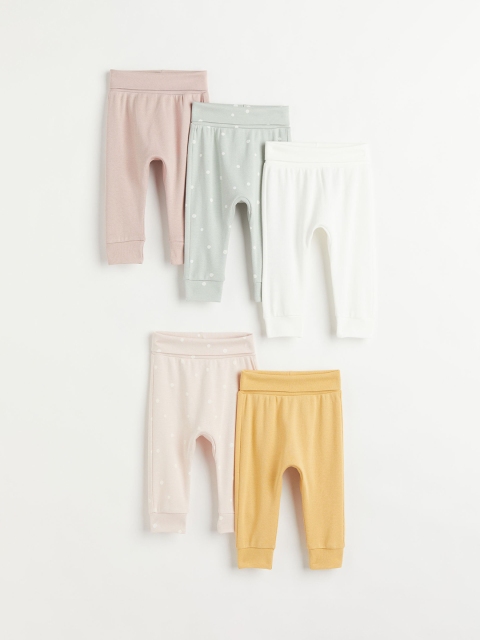 H&M Girls 5-Pack Cotton Trousers, White