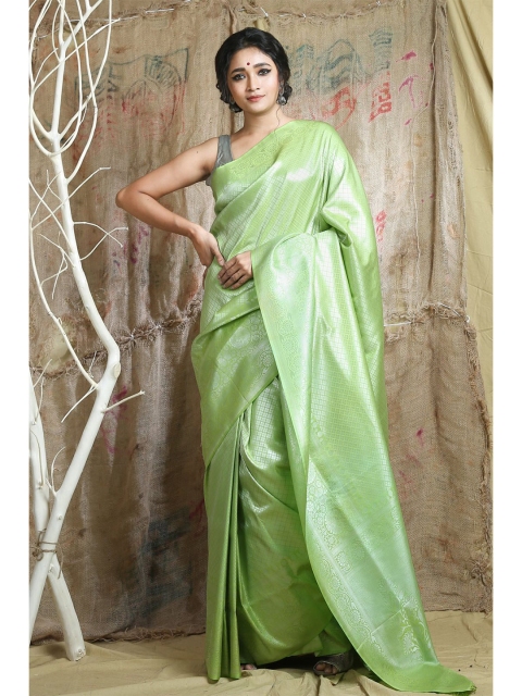 Arhi Green & Silver Floral Zari Saree