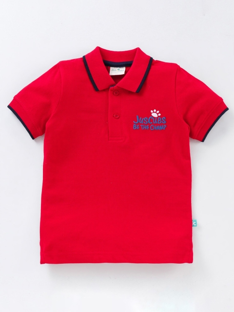 JusCubs Boys Red Polo Collar T-shirt