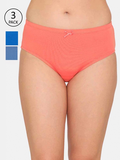 Zivame Women Pack of 3 Orange Solid Mid Rise Hipster