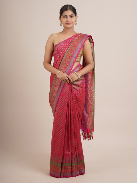 Pothys Fuchsia & Gold-Toned Woven Design Zari Pure Silk Saree
Pothys Fuchsia & Gold-Toned Woven Design Zari Pure Silk Saree