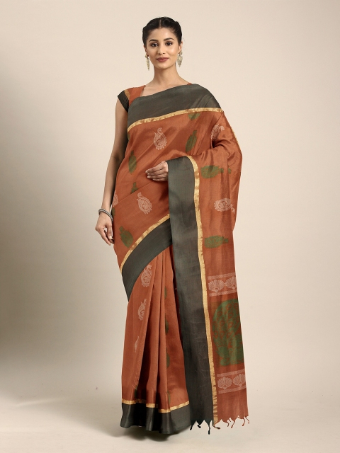 The Chennai Silks Coral Ethnic Motifs Pure Cotton Fusion Kovai Saree