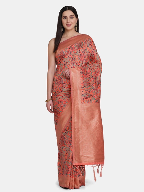 BOMBAY SELECTIONS Peach-Coloured & Turquoise Blue Woven Design Zari Pure Silk Banarasi Saree
BOMBAY SELECTIONS Peach-Coloured & Turquoise Blue Woven Design Zari Pure Silk Banarasi Saree