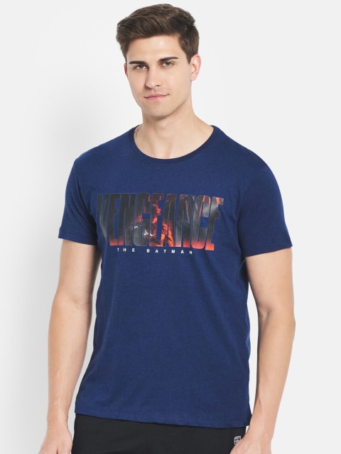 Octave Men Blue Typography Printed Cotton T-shirt
