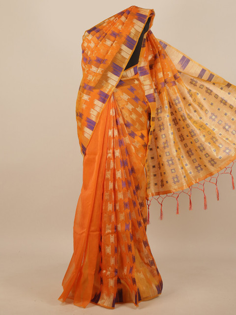 Pothys Orange & Purple Woven Design Zari Jute Silk Saree 
Pothys Orange & Purple Woven Design Zari Jute Silk Saree