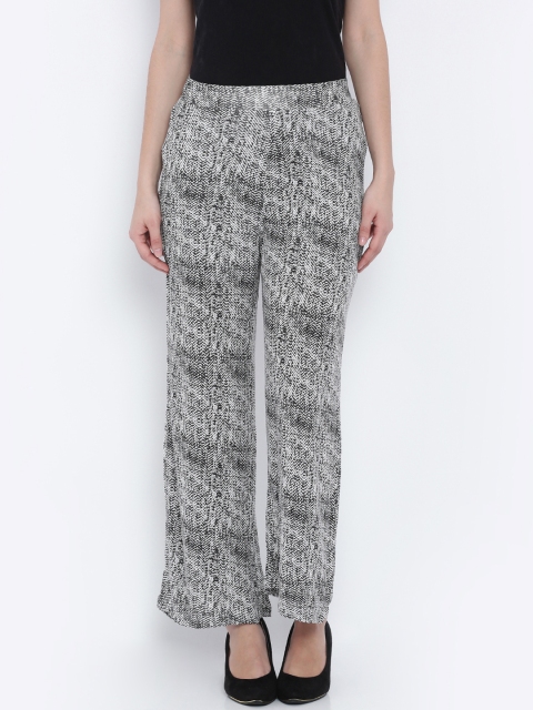 CODE by Lifestyle Women Black & White Printed Trousers