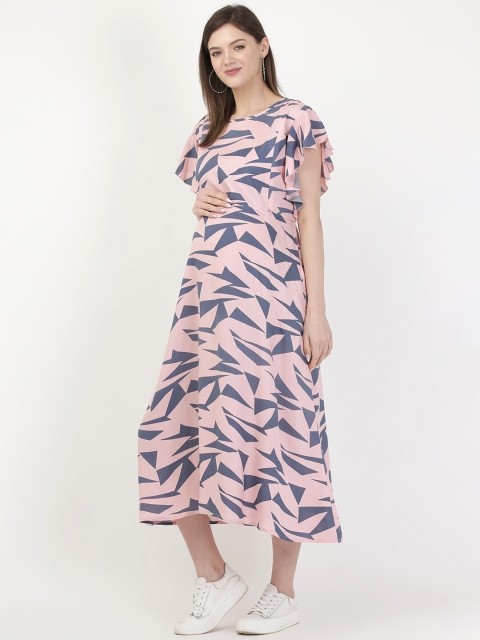 MYLO ESSENTIALS Pink Maternity & Nursing Maxi Dress
