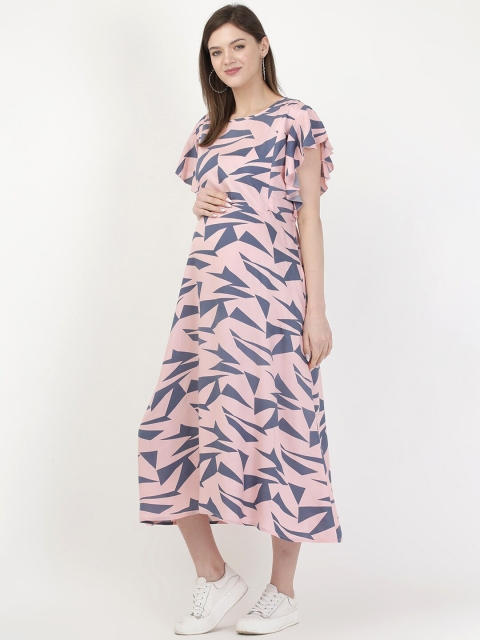 MYLO ESSENTIALS Pink & Grey Printed Maternity A-Line Maxi Dress with both sides Zipper
MYLO ESSENTIALS Pink & Grey Printed Maternity A-Line Maxi Dress with both sides Zipper