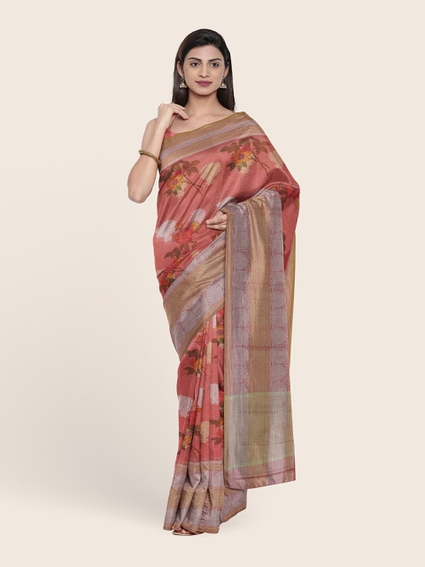 Pothys Pink Floral Zari Saree