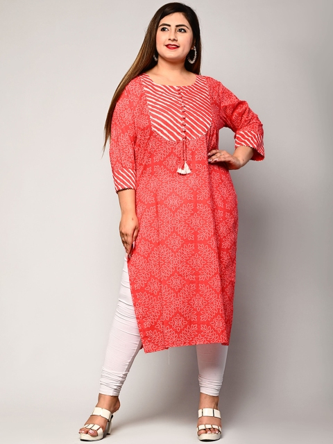 Swasti Women Red Ethnic Motifs Printed Kurta