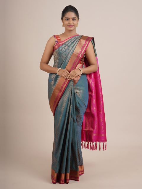 Pothys Blue & Pink Woven Design Zari Pure Silk Saree