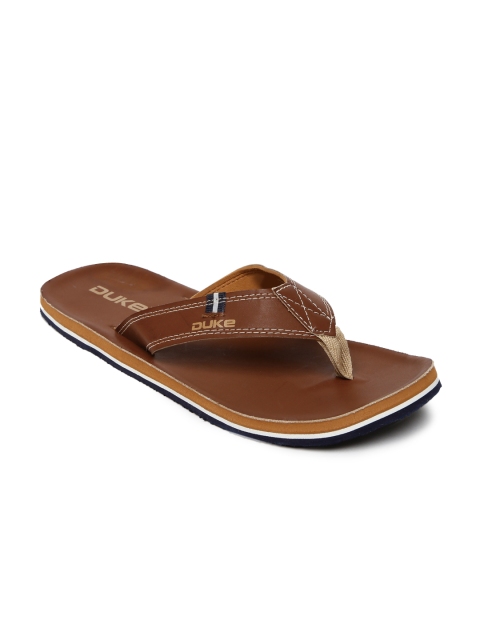 Duke Men Tan Brown Flip-Flops
