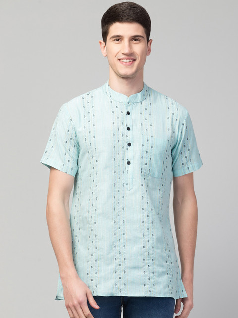 Waahiba Men Blue Geometric Printed Patchwork Kurta
Waahiba Men Blue Geometric Printed Patchwork Kurta