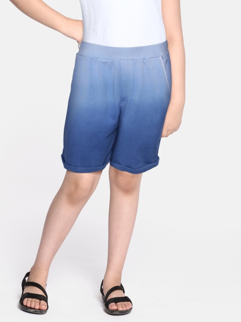 GOJI Unisex Kids Blue Ombre Washed Shorts