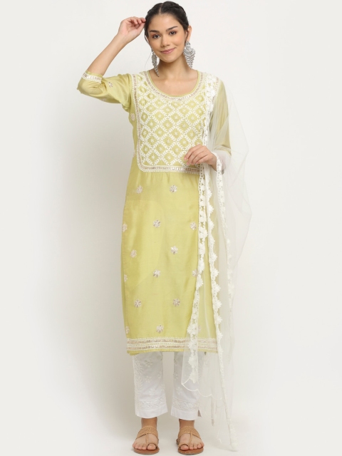 Saksh Women Green Ethnic Motifs Embroidered Chikankari Chanderi Cotton Kurti with Salwar & With Dupatta
Saksh Women Green Ethnic Motifs Embroidered Chikankari Chanderi Cotton Kurti with Salwar & With Dupatta