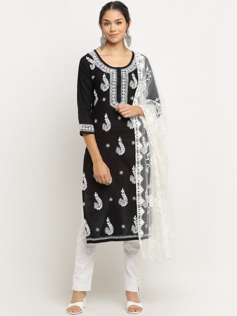 Saksh Women Black Embroidered Angrakha Chikankari Pure Cotton Kurti with Trousers & With Dupatta
Saksh Women Black Embroidered Angrakha Chikankari Pure Cotton Kurti with Trousers & With Dupatta